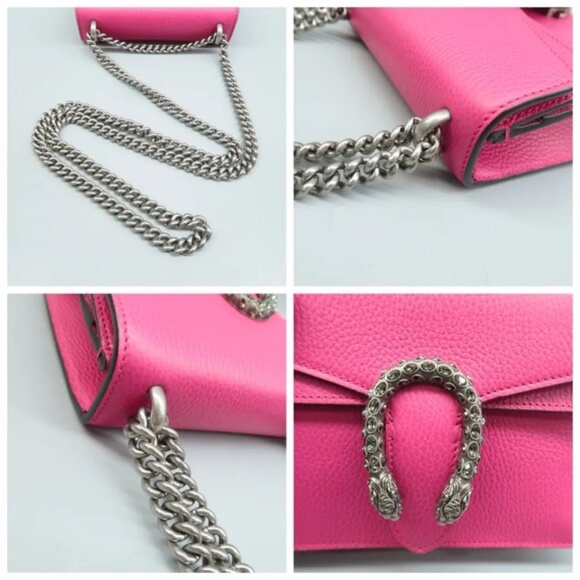 100% Authentic GUCCI Dionysus Mini Fuchsia Leather Shoulder Bag - Picture 7 of 12